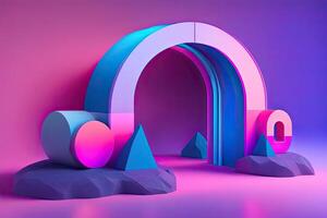 Abstract Purple Neon Glow Background photo