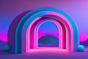 Abstract Purple Neon Glow Background photo