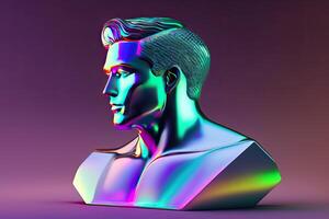 Glowing Neon Reflective Irisdescent Male Portrait photo