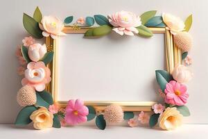 Frame Background Decorated with Flower Ornament photo