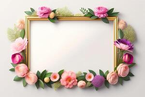 Frame Background Decorated with Flower Ornament photo