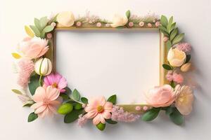 marco antecedentes decorado con flor ornamento generativo ai foto