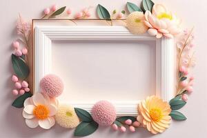 Frame Background Decorated with Flower Ornament photo