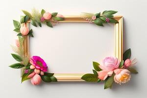 Frame Background Decorated with Flower Ornament photo