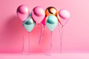 Balloons on Pink Background with Copy Space photo