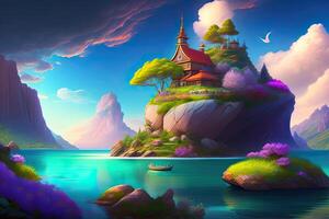 Beautiful Fantasy World Landscape Background photo
