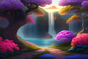 Beautiful Fantasy World Landscape Background photo