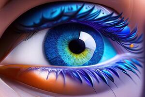 Beautiful Human Blue Eye Macro. photo