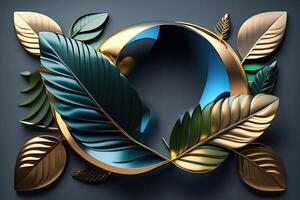 Luxury Dark Gold Leaves Background photo