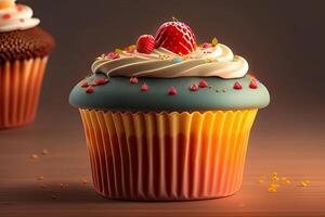 Cupcake Closeup. Sweet Design of Dessert. photo