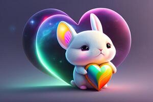 Cute Space Purple Bunny with Heart photo