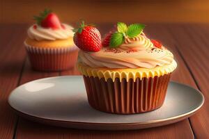 Cupcake Closeup. Sweet Design of Dessert. photo