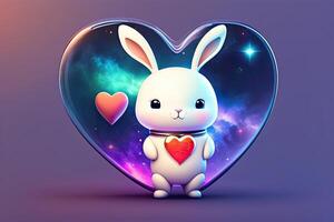 Cute Space Purple Bunny with Heart photo