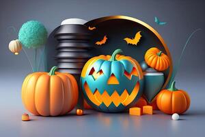 Halloween Banner Background with Pumpkin photo