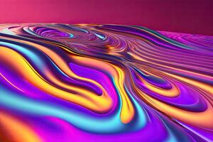 Purple Neon Liquid Metal Surface Background. photo