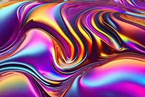 Purple Neon Liquid Metal Surface Background. photo