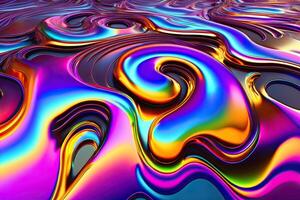 Purple Neon Liquid Metal Surface Background. photo
