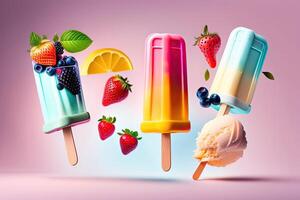 Tasty Summer Fruit Ice Cream Fresh Festive photo