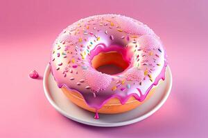 Pink Donuts with Sprinkles. Sweet Food photo