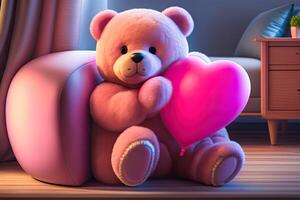 Pink Teddy Bear with Heart photo