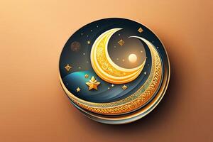 Ramadan Kareem Poster with Ornate Crescent photo