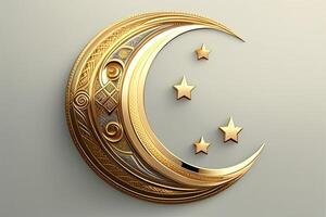 Ramadan Kareem Poster with Ornate Crescent photo