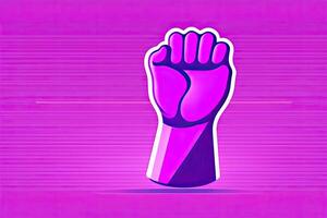 Raised Purple Fist of Woman photo