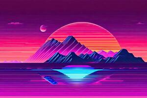 Purple Retrowave Abstract Background Design photo