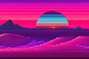 Purple Retrowave Abstract Background Design photo