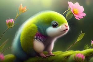 Green Spring or Summer Cute Creature Design photo