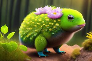 Green Spring or Summer Cute Creature Design photo