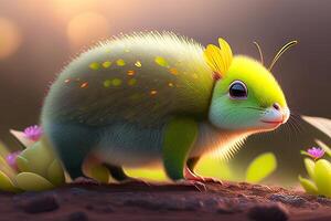 Green Spring or Summer Cute Creature Design photo