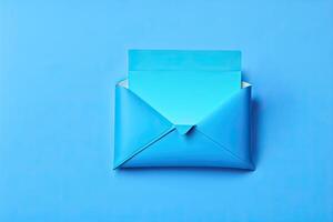 Open Blue Envelope with Paper photo