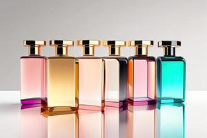 Transparent Multi Color Glass Floral Perfume Bottles photo