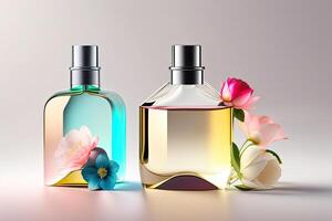 Transparent Multi Color Glass Floral Perfume Bottles photo