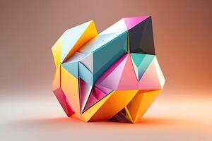 Abstract Geometric Orange Cube photo