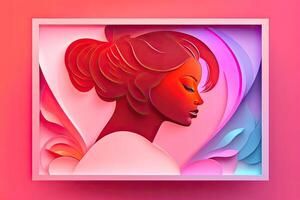 Womens Day Banner with Silhouette Colorful Background Art photo