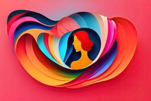 Womens Day Banner with Silhouette Colorful Background Art photo