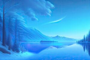 Blue Abstract Nature Landscape Background. photo