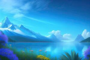 Blue Abstract Nature Landscape Background. photo