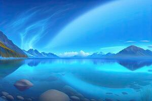 Blue Abstract Nature Landscape Background. photo