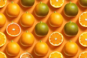 Citrus Orange Pattern Background Flat Lay. photo