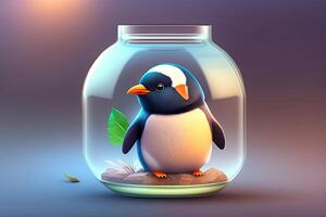 pingüino en vaso tarro generativo ai foto