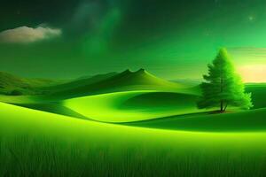 Green Colorful Nature Landscape Background with Copy Space. Art photo