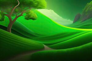 Green Colorful Nature Landscape Background with Copy Space. Art photo