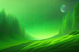 Green Colorful Nature Landscape Background with Copy Space. Art photo