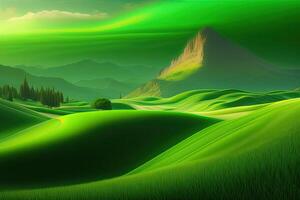 Green Colorful Nature Landscape Background with Copy Space. Art photo