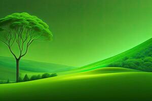 Green Colorful Nature Landscape Background with Copy Space. Art photo