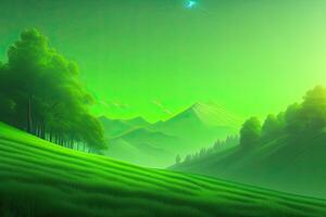 Green Colorful Nature Landscape Background with Copy Space. Art photo