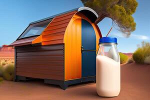 Farm House with Milk Bottle photo